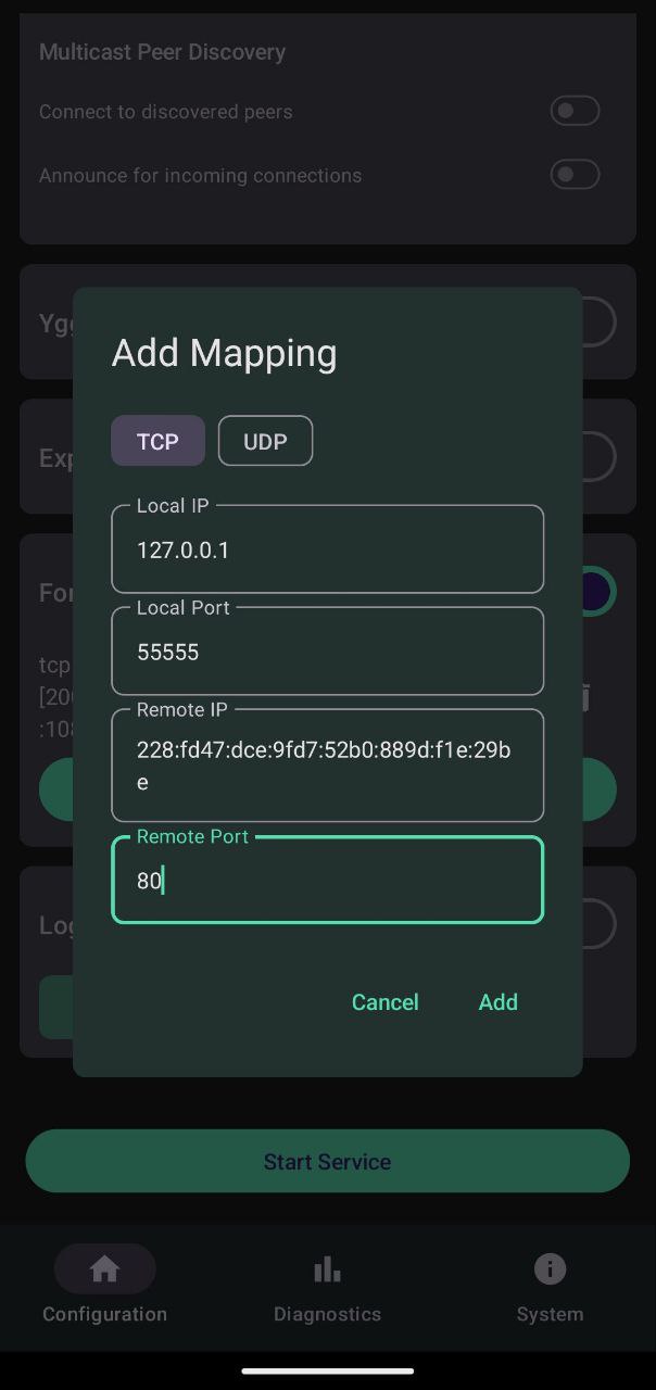 Настройка Forward Remote Port — форма добавления нового правила